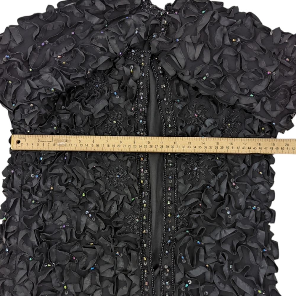 Laurence Kazar Vintage Beaded Embellished Silk Jacket Womens Small Black Formal - Picture 10 of 12